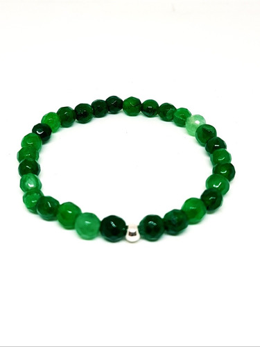 Pulsera Jade Natural Verde 6mm Con Bolita De Plata