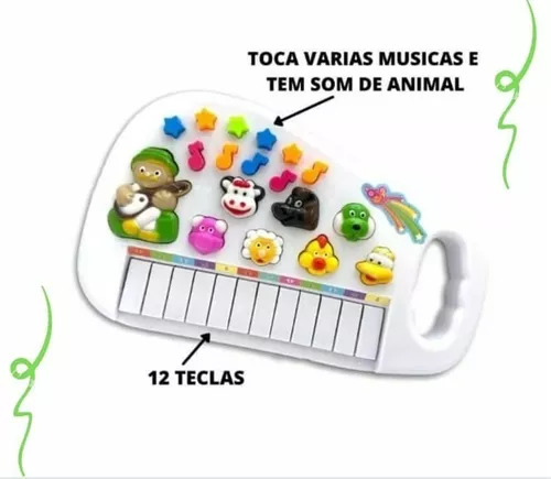 Piano Infantil Teclado Com Sons De Bicho Animais Fazendinha