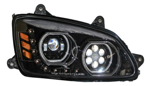 Faro Atm Kenworth T660/t370/t460 Negro Leds Lado Pasajero