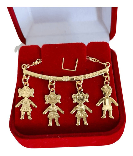 Imagem 2 de 8 de Colar Corrente Canga Duas Meninas Duas Filhas Banhado A Ouro