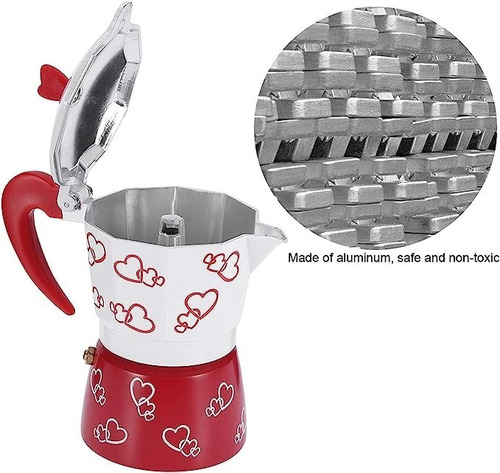 Imagen 2 de 3 de Cafetera Espresso Moka Filtro De Aluminio 6 Tazas 300ml