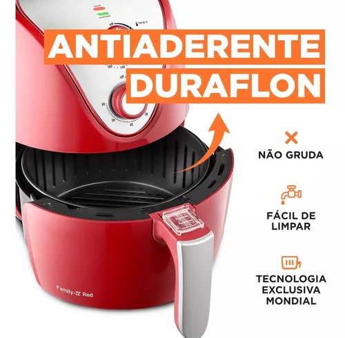 Fritadeira Elétrica Air Fryer Mondial 5L Vermelho/Inox