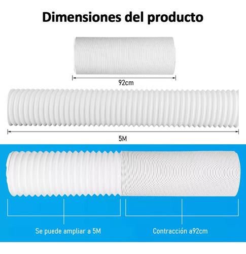 Tubo O Manga Aire Acondicionado Universal 5mt/15cm/ Flexible