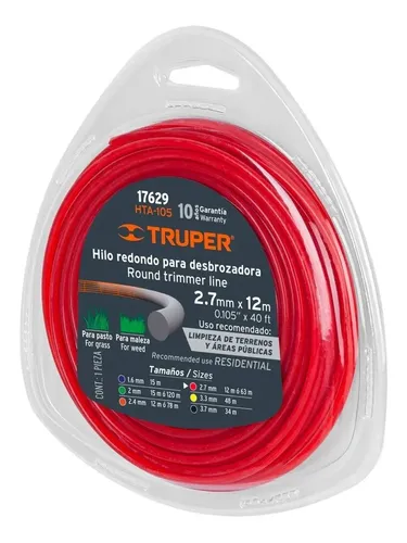 GARDENIX Hilo De Nailon Para Desbrozadora 2.7mm X 15m - Línea Redonda Twist