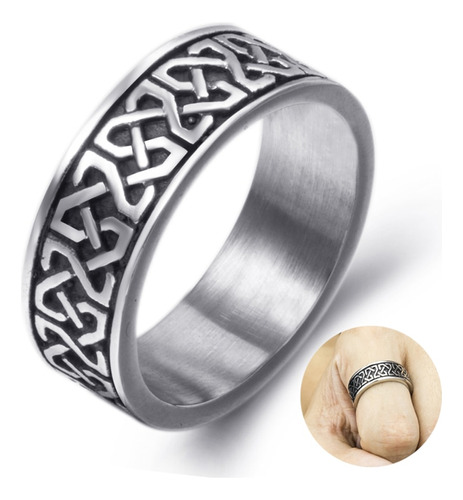 Anillo Gótico Con Forma De Amuleto Vikingo Odnorse De Acero