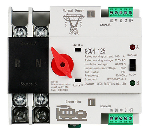 Bandeja Automática N5 De Riel Din Monofásico Ats De 220 V Pc