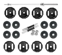 Comprar Kit\u002Fset De Pesas 100 Lb 50k Discos+barra Recta Y Mancuernas 