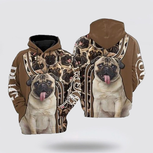 Sudadera Con Capucha Con Estampado De Perro Pug