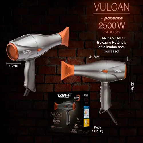 Secador de Cabelo Profissional Taiff Vulcan 2500W 127V Prata