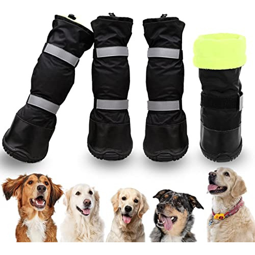 Sunfura Botas De Lluvia Para Perros Con Forro Polar Cálido,