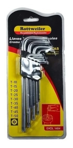 Imagen 1 de 2 de Juego De Llaves Torx Cromadas Largas X 9 Piezas Rottweiler