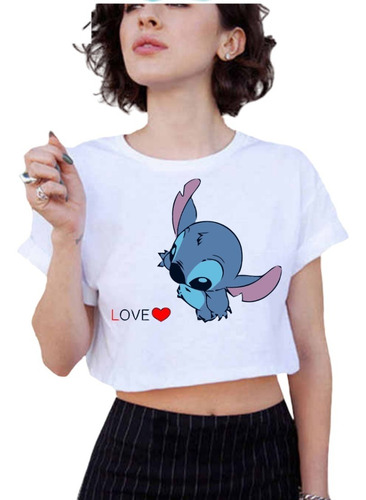 Crop Top Stich Love Moda Verano Para Mujer