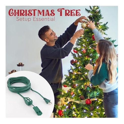 Cable De Extensión Verde De 15 Pies Para Árbol De Navidad, 3