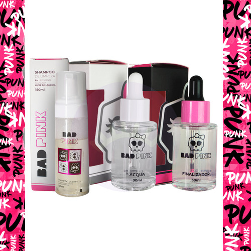 Kit De Retenção Espuma + Acqua Primer + Finalizador Bad Pink