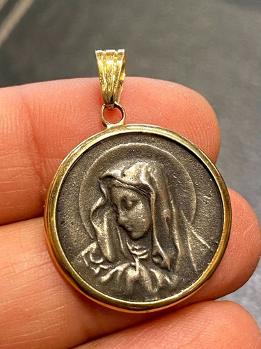 Luli  Medalla Plata 925 Oro 18k Virgen Niña Religiosa 20mm