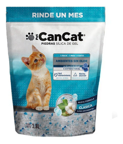 Piedritas Sanitarias Silica Cancat Neutra 3,8l Para Gatos X4