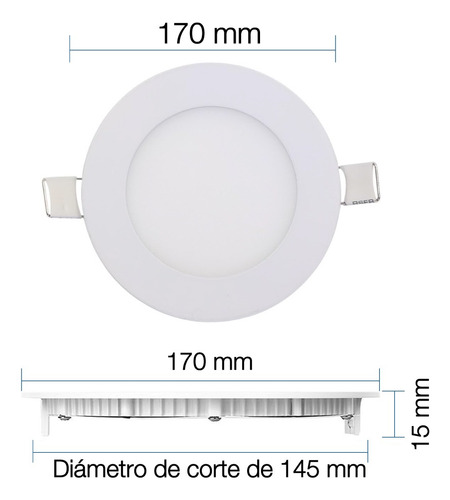 Pack 4 Panel Led Plafón Empotrado Redondo 12w Luz Fría