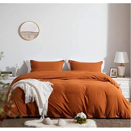 Funda De Conforter Otoñal Color Naranja Quemado Cama Q...