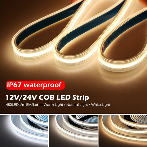 Kit Cinta Led Continua Sin Puntos Cob 5 Mts Y Transformador