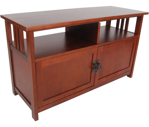 Mission Tv Stand Con Estante Abierto Y 2 Puertas De Vidrio, 