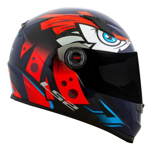 Capacete Ls2 Ff358 Tribal Preto Vermelho Azul