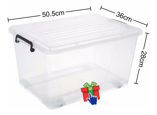 Imagen 2 de 7 de Caja Organizadora Canasto Plástico 50 Litros Apilable Ruedas