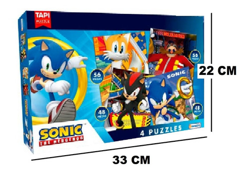 Imagen 3 de 5 de Rompecabezas Puzzle 4 En 1 Sonic 48 Y 56 Piezas Tapimovil