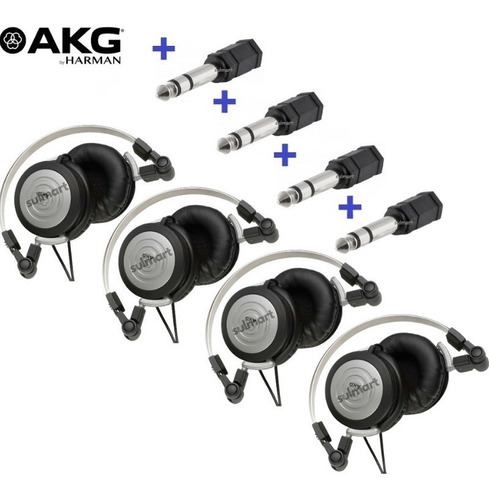 Kit 4 Fones De Ouvido Akg K414 Retorno Palco + Adaptador P10