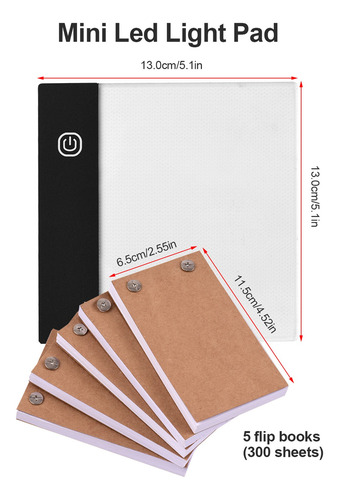 Flip Book Kit Con Mini Almohadilla Led Lightbox Tablet Diseñ