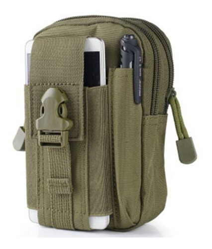 Riñonera Molle Edc Tactico Militar Con Porta Celular Verde