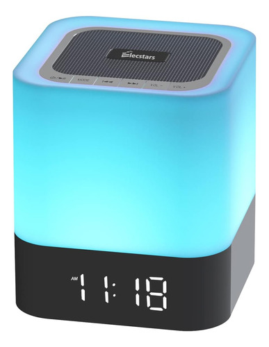 Elecstars Reloj Despertador Led Altavoz Bluetooth - Luz Noct