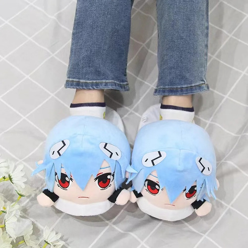Zapatillas De Algodón Evangelion Rei, Zapatillas De Felpa De