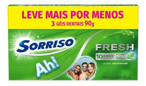 Creme Dental Sorriso Fresh Hortelã Explosion 90g Promo 3 Un
