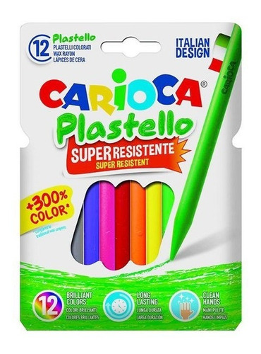 Crayon Plástico Plastello 12 Colores Carioca