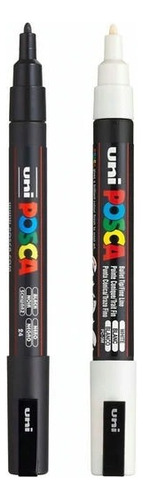 Set Marcador Uni Posca Pc-1mr Blanco Y Negro