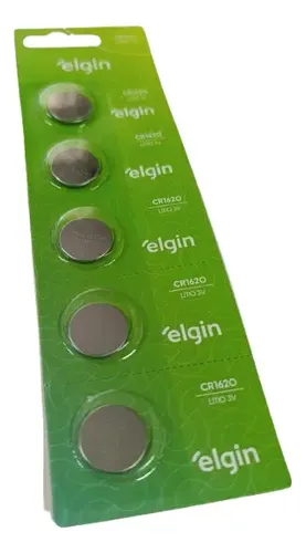 Bateria Cr1620 3v Elgin Com 5 Unidades | MercadoLivre