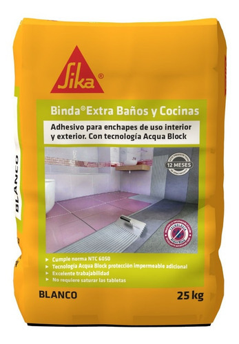 Sika Binda Extra Adhesivo Para Enchapes En Pisos/muro 25kg