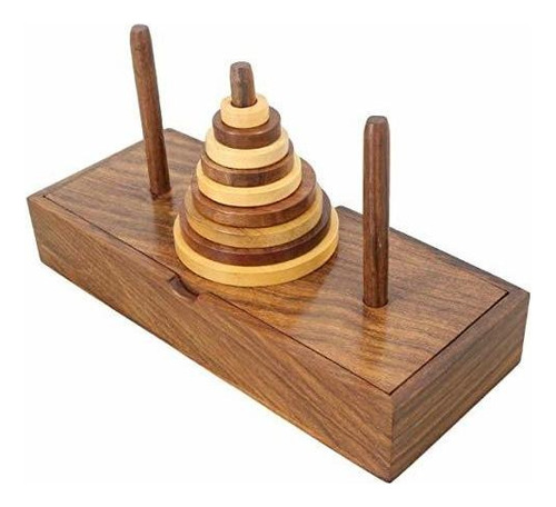 Tower Of Hanoi  Juego De Rompecabezas De Madera 9 Anill...