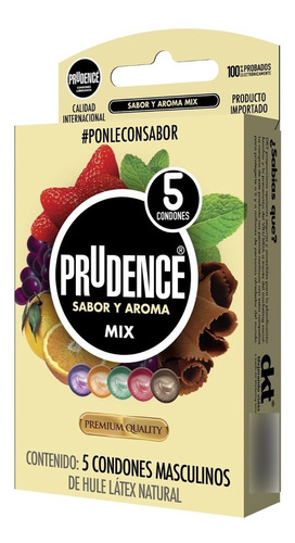 Paquete 5 Condones Prudence® Sabor Y Aroma Mix