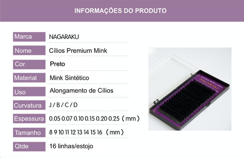 Cílios Nagaraku 0.07 C Ou D Volume Russo 8/10/11/12/13/15mm