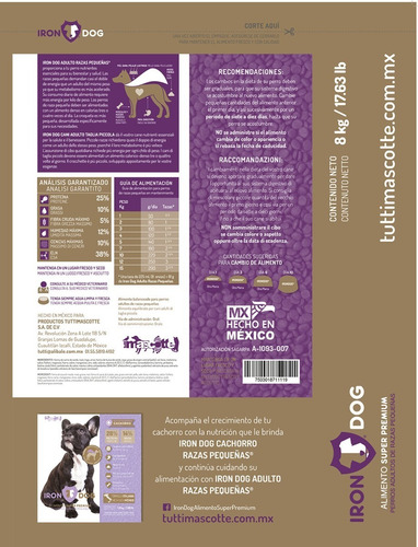 Imagen 3 de 9 de 3 Paquetes Iron Dog Razas Pequeñas Adulto 1kg. C/u