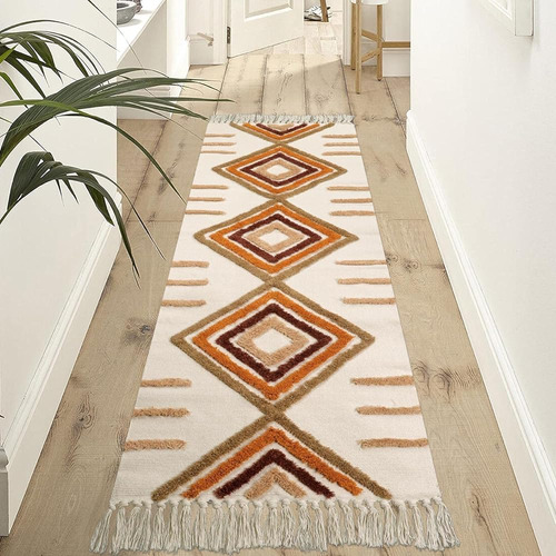 Uphome Boho Hallway Runner Alfombra 2'x6' Diamond Tufted Was