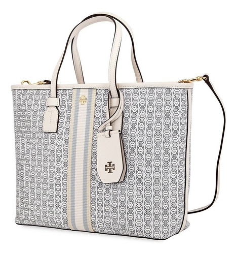 Bolsa Gemini Link Canvas Tote Tory Burch 53304 068 Ivory Color Blanco
