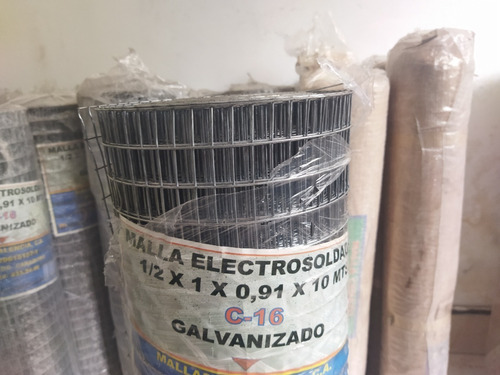 Malla Electrosoldada 1/2 X 1 X 0,91 Mts X 10 Mts Cal 16
