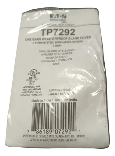 Tp7292, Tapa Rectangular Ciega De Aluminio Caja Intemperie