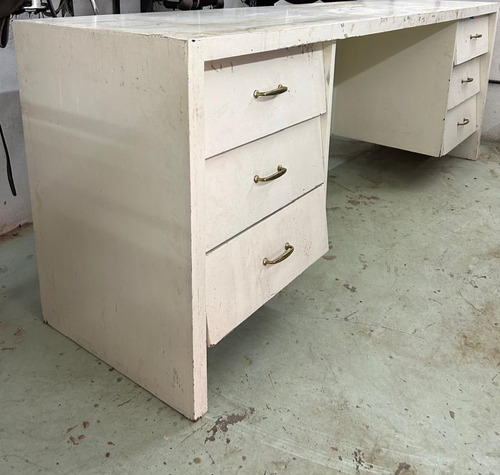 Comoda Escritorio Cajonera De Madera Solido En Color Blanco (Usado)