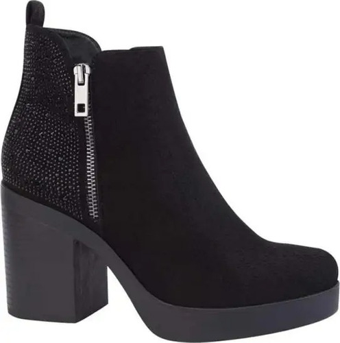 Bota Botimes Con Piedritas De Moda Color Negro Tacon 9cm