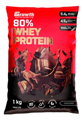 Whey Protein Growth Supplements Concentrado em sachê de 1kg Suplemento em pó