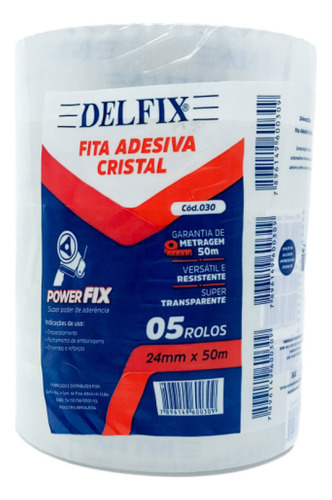 05 Fitas Adesivas Durex Transparente 24mmx50 Metros Delfix