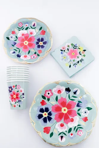 Platos Desechables Florales
